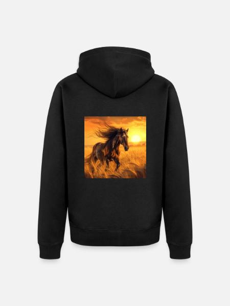 Pferd - Unisex Premium Bio Zip Hoodie - Schwarz
