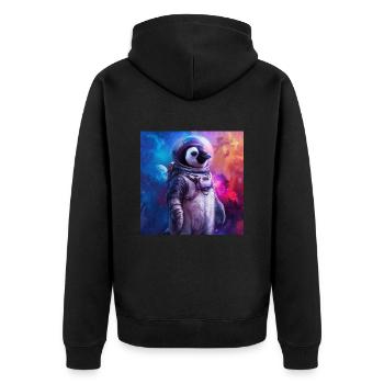 Penguin - Unisex Premium Organic Zip Hoodie - black - Back - Nico (187cm)