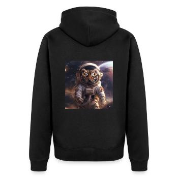 Tiger - Unisex Premium Organic Zip Hoodie - black - Back - Nico (187cm)