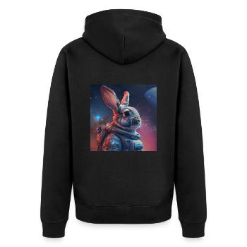 Kaninchen - Unisex Premium Bio Zip Hoodie - Schwarz - Hinten - Nico (187cm)