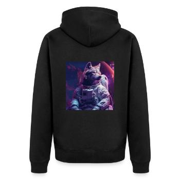 Wolf - Unisex Premium Bio Zip Hoodie - Schwarz - Hinten - Nico (187cm)