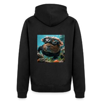 Meerschweinchen - Unisex Premium Bio Zip Hoodie - Schwarz - Hinten - Nico (187cm)