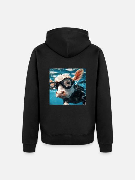 Cow - Unisex Premium Organic Zip Hoodie - black