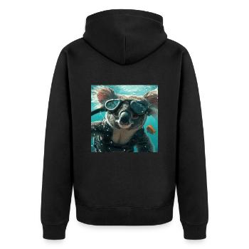 Koala - Unisex Premium Bio Zip Hoodie - Schwarz - Hinten - Nico (187cm)