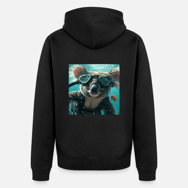 Koala - Unisex Premium Bio Zip Hoodie - Schwarz