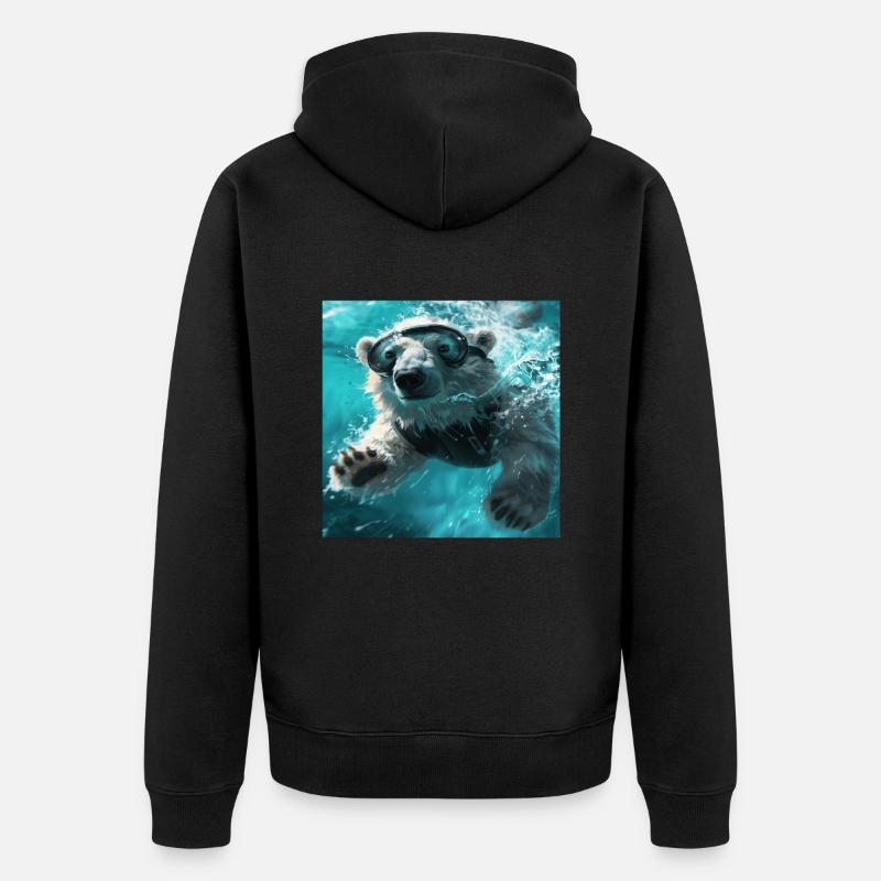 Ours blanc - Veste à capuche bio Premium Unisexe - noir