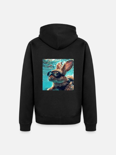 Rabbit - Unisex Premium Organic Zip Hoodie - black