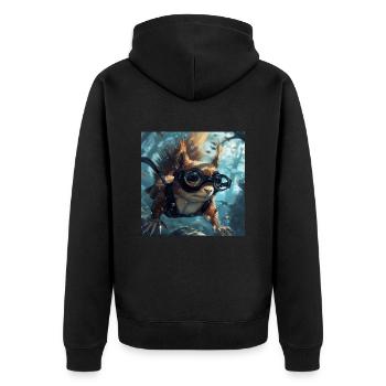 Squirrel - Unisex Premium Organic Zip Hoodie - black - Back - Nico (187cm)