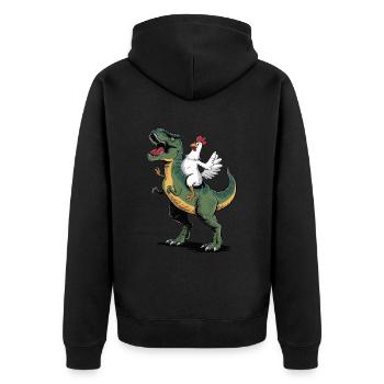 Huhn - Unisex Premium Bio Zip Hoodie - Schwarz - Hinten - Nico (187cm)