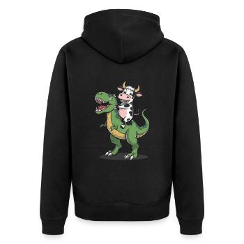 Kuh - Unisex Premium Bio Zip Hoodie - Schwarz - Hinten - Nico (187cm)