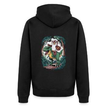 Eule - Unisex Premium Bio Zip Hoodie - Schwarz - Hinten - Nico (187cm)