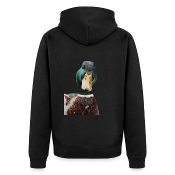 Ente - Unisex Premium Bio Zip Hoodie - Schwarz - Hinten - Nico (187cm)