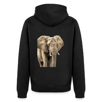Elefant - Unisex Premium Bio Zip Hoodie - Schwarz - Hinten - Nico (187cm)