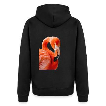 Flamingo - Unisex Premium Bio Zip Hoodie - Schwarz - Hinten - Nico (187cm)