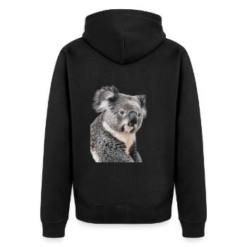Koala - Unisex Premium Bio Zip Hoodie - Schwarz - Hinten - Nico (187cm)