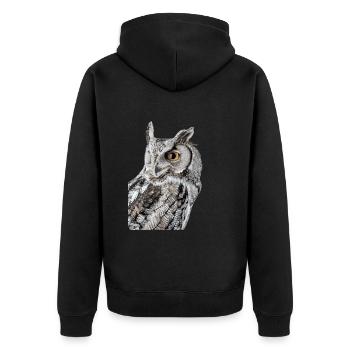 Eule - Unisex Premium Bio Zip Hoodie - Schwarz - Hinten - Nico (187cm)