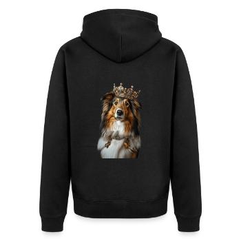 Shetland Sheepdog - Unisex Premium Bio Zip Hoodie - Schwarz - Hinten - Nico (187cm)