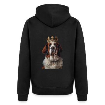 Bernhardiner - Unisex Premium Bio Zip Hoodie - Schwarz - Hinten - Nico (187cm)