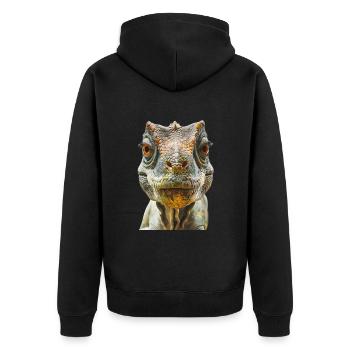Dinosaurier - Unisex Premium Bio Zip Hoodie - Schwarz - Hinten - Nico (187cm)
