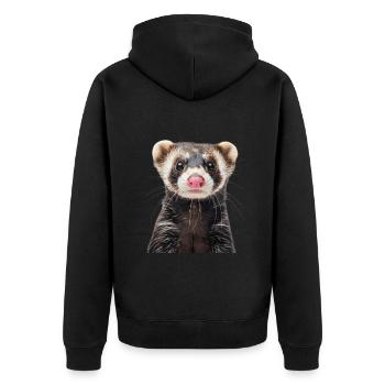 Frettchen - Unisex Premium Bio Zip Hoodie - Schwarz - Hinten - Nico (187cm)
