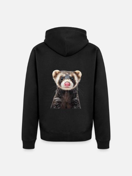 Frettchen - Unisex Premium Bio Zip Hoodie - Schwarz