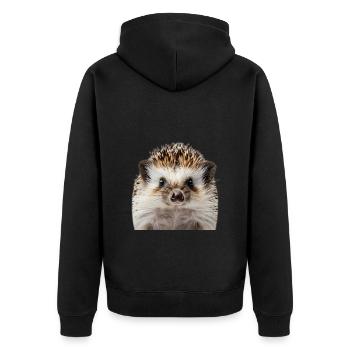 Igel - Unisex Premium Bio Zip Hoodie - Schwarz - Hinten - Nico (187cm)