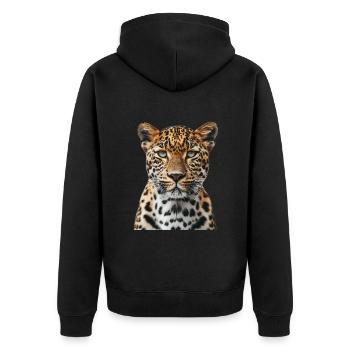 Leopard - Unisex Premium Bio Zip Hoodie - Schwarz - Hinten - Nico (187cm)
