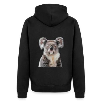 Koala - Unisex Premium Bio Zip Hoodie - Schwarz - Hinten - Nico (187cm)