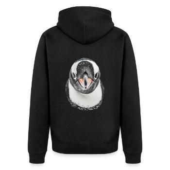 Penguin - Unisex Premium Organic Zip Hoodie - black - Back - Nico (187cm)