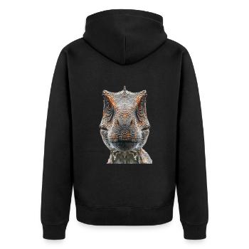 T-Rex - Unisex Premium Organic Zip Hoodie - black - Back - Nico (187cm)