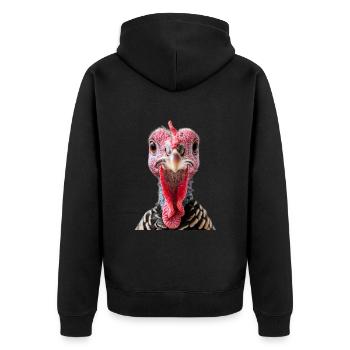 Truthahn - Unisex Premium Bio Zip Hoodie - Schwarz - Hinten - Nico (187cm)