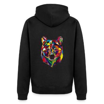 Tragen - Unisex Premium Bio Zip Hoodie - Schwarz - Hinten - Nico (187cm)