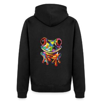 Frog - Unisex Premium Organic Zip Hoodie - black - Back - Nico (187cm)