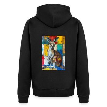 Känguru - Unisex Premium Bio Zip Hoodie - Schwarz - Hinten - Nico (187cm)
