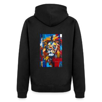 Löwe - Unisex Premium Bio Zip Hoodie - Schwarz - Hinten - Nico (187cm)