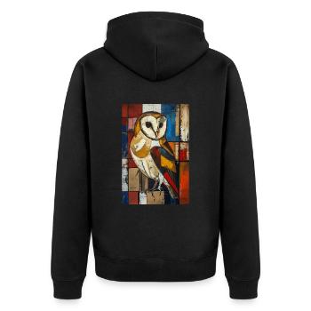 Eule - Unisex Premium Bio Zip Hoodie - Schwarz - Hinten - Nico (187cm)