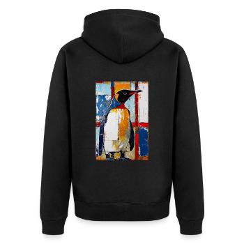 Penguin - Unisex Premium Organic Zip Hoodie - black - Back - Nico (187cm)