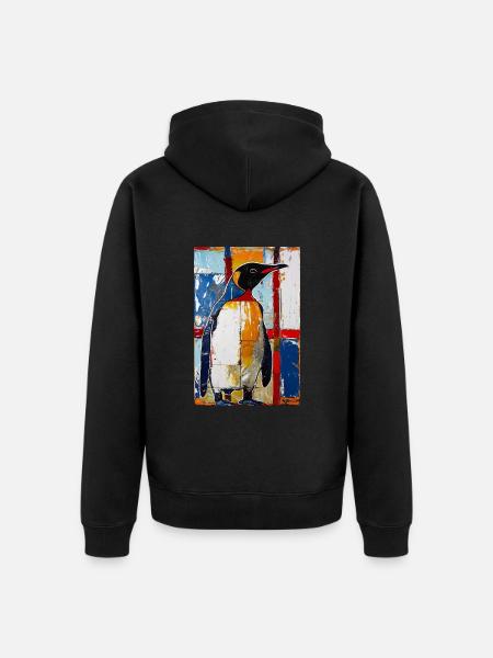 Pinguin - Unisex Premium Bio Zip Hoodie - Schwarz