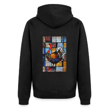 Truthahn - Unisex Premium Bio Zip Hoodie - Schwarz - Hinten - Nico (187cm)