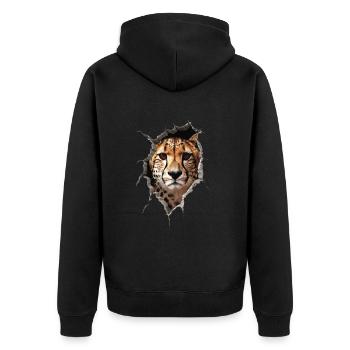 Cheetah - Unisex Premium Organic Zip Hoodie - black - Back - Nico (187cm)