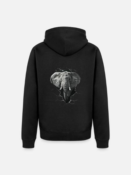 Elephant - Unisex Premium Organic Zip Hoodie - black
