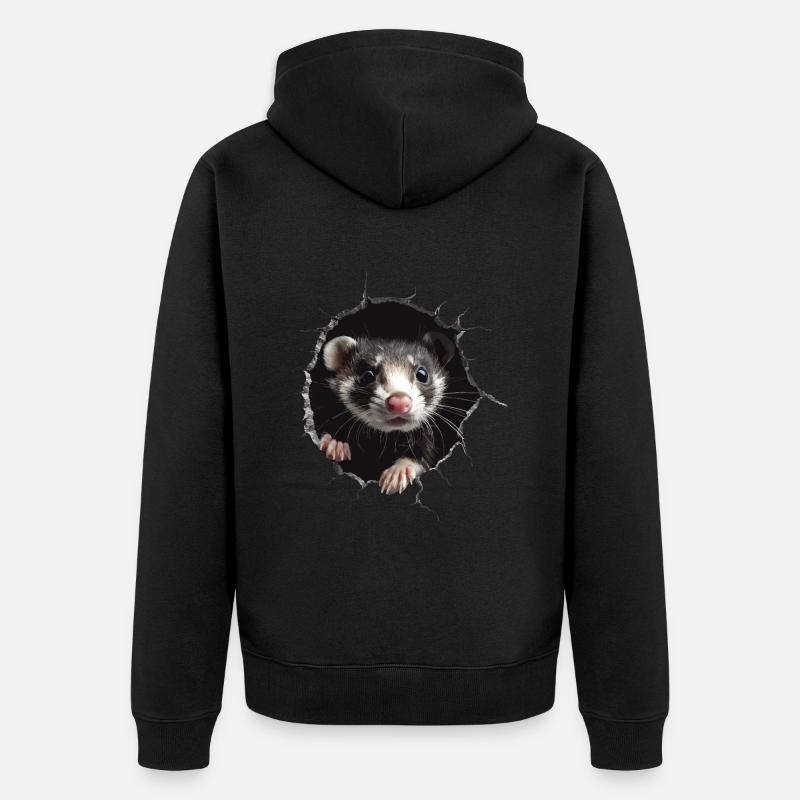 Frettchen - Unisex Premium Bio Zip Hoodie - Schwarz