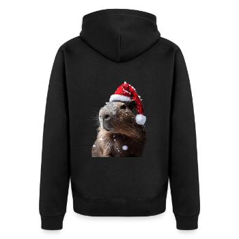 Wasserschwein - Unisex Premium Bio Zip Hoodie - Schwarz - Hinten - Nico (187cm)