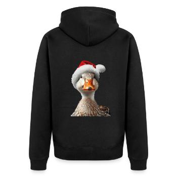 Ente - Unisex Premium Bio Zip Hoodie - Schwarz - Hinten - Nico (187cm)