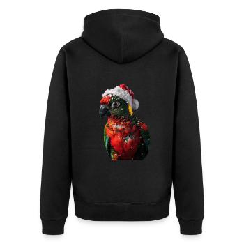 Papagei - Unisex Premium Bio Zip Hoodie - Schwarz - Hinten - Nico (187cm)