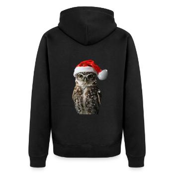 Eule - Unisex Premium Bio Zip Hoodie - Schwarz - Hinten - Nico (187cm)