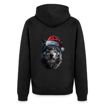 Wolf - Unisex Premium Bio Zip Hoodie - Schwarz - Hinten - Nico (187cm)