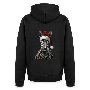 Zebra - Unisex Premium Organic Zip Hoodie - black - Back - Nico (187cm)