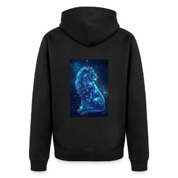 Aquarius - Unisex Premium Organic Zip Hoodie - black - Back - Nico (187cm)