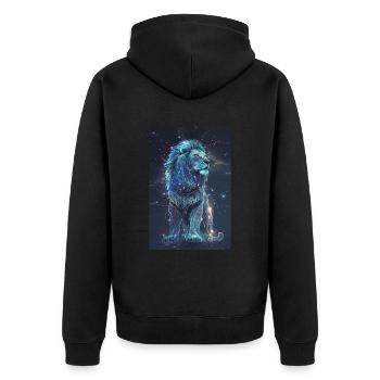 Löwe - Unisex Premium Bio Zip Hoodie - Schwarz - Hinten - Nico (187cm)